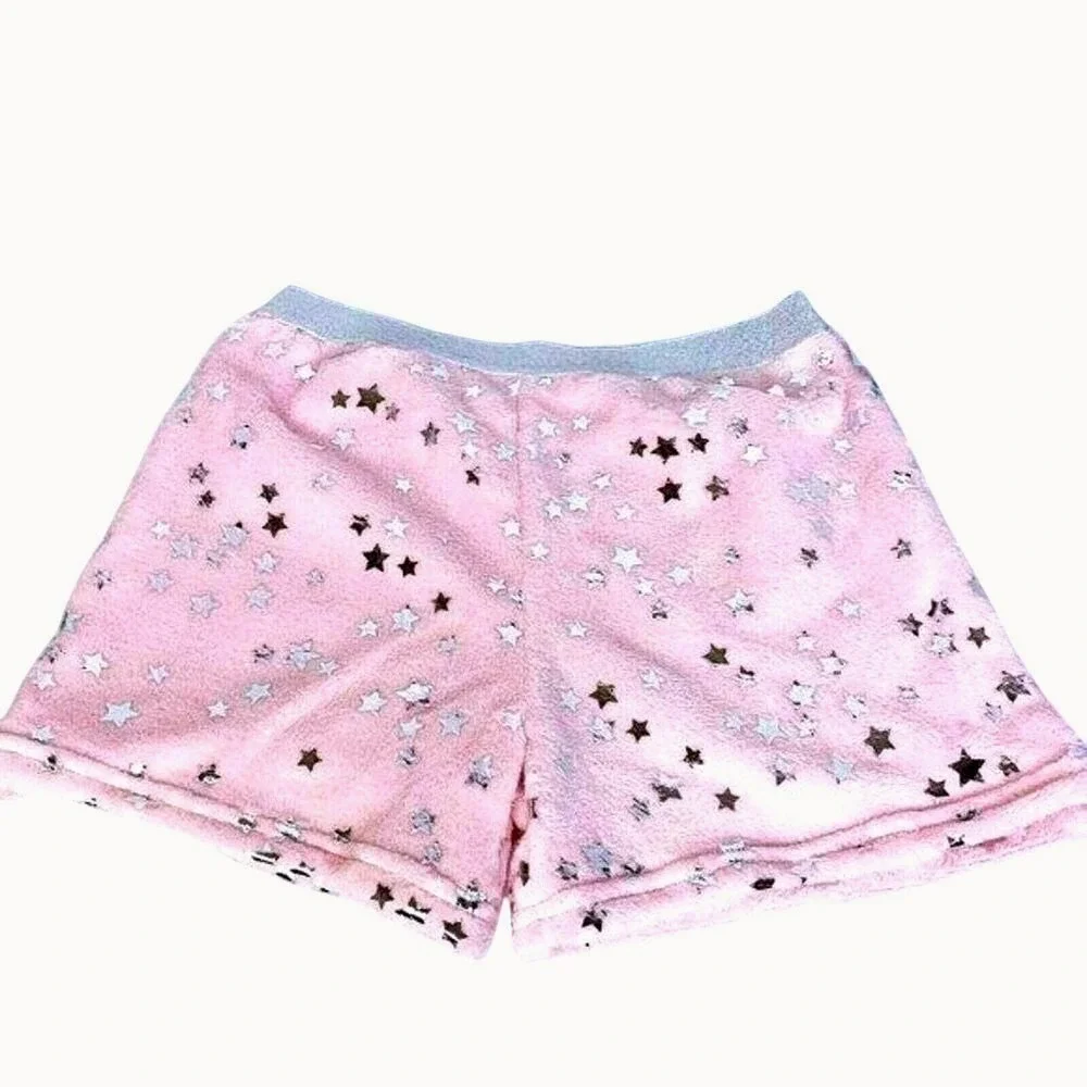 More Than Magic Pajama Shorts Girls 14 16 Pink Silver Star Soft Sleep NWT